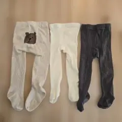 ベビータイツ3点セット（クマ刺繍付き）