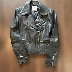 MANGO 本革 ライダースジャケット 黒