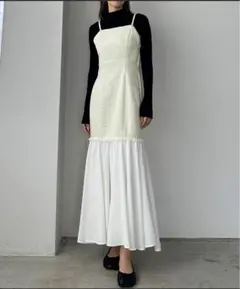 louere異素材切り替えラメツイードマーメイドキャミワンピース