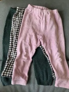ユニクロ　ピンク　GU チェック　H&M グリーンパンツ　90cm 3点セット