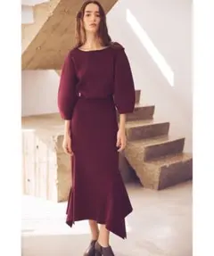 【最終値下げ】aimeine　イレヘムアシンメトリーリブニット上下セット