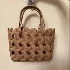 ハンドメイド　かごバッグ　クラフトバンド　小物入れ　　春夏