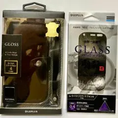 らくらくスマホ4 F-04J 本革手帳型ケース ブラック＆ガラスフィルムセットのサムネイル