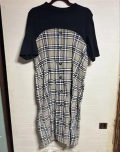 チェック柄ボタン付きシャツワンピース