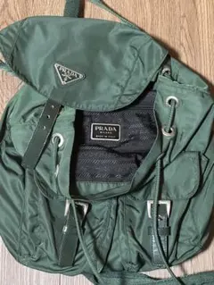 PRADA プラダ ナイロン リュック バックパック グリーン 三角ロゴ 正規品