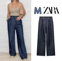 新品 ZARA ハイウエスト ワイドレッグ デニム M 大人気完売品♪1点限り