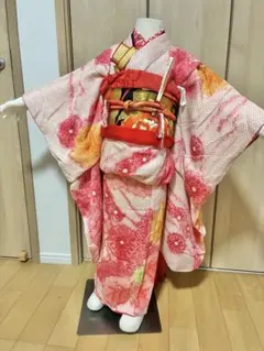 ふんわり優しい♡正絹・総絞りピンク着物セット（七五三・アンティーク）
