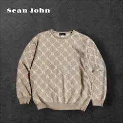 Sean Johnショーンジョン00'sニットセーター総柄ウールベージュ古着のサムネイル