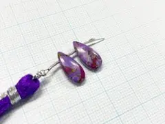 天然石 ピンクパープルコッパー ショートペアシェイプ