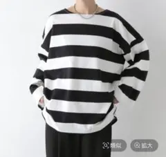 LEPSIM☆タグ付☆袖ワイドボーダープルオーバー　ブラック