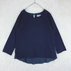 【スープ】レディース 長袖カットソー レイヤード風 (M相当)ネイビー プリーツのサムネイル