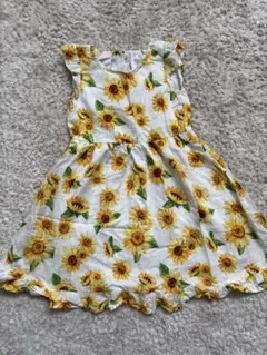 ひまわり柄ノースリーブワンピース 150センチ