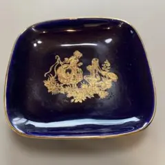 フランス リモージュ LIMOGES ミニプレート コバルトブルー 金彩 飾り皿