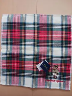 ポロベア　ポロラルフローレン　チェック柄 タオルハンカチ 新品タグ付き