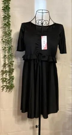 ★XL 黒 フレアデザイン 水着 ワンピース セパレート ブラック レディース