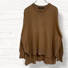 【アメリカンホリック】長袖ニット M 茶色 綿100% 無地 3019