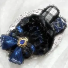 ぬい服　着ぐるみ　ちびぐるみ用　ブラック ブルー うさぎ チェーンフック付き