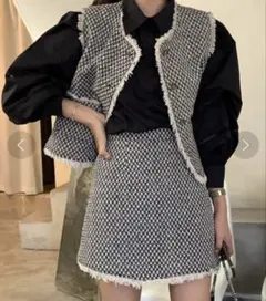 DAY CLOSET ツイード風ベスト+スカート 上下2点セット