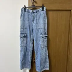 GU カーゴパンツ ライトブルー デニム