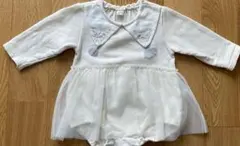 コトリ　ホワイトフリルロンパース　80