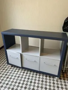 9/6〆 IKEA PLATSA プラッツァ オープンシェルフ ブルー 天板脚付
