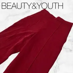 ★【ビューティアンドユース】ボトムスズボンパンツレッドウエストゴムシンプル無地