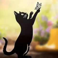 ガーデンピック 猫 シルエット オーナメント 黒