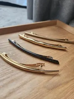 大きめ バレッタ ヘアクリップ メタル 4個セット