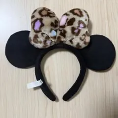 ヒョウ柄　ミニー　カチューシャ　リボン　ディズニー