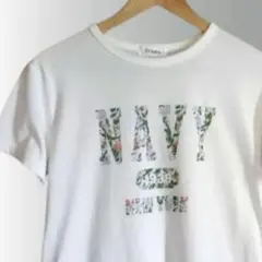 MAC-HOUSE マックハウス Navy Tシャツ 花柄 ロゴ ホワイトのサムネイル