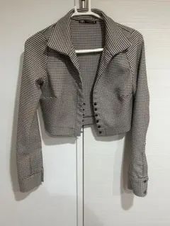 zara 千鳥柄ジャケット　ショート丈