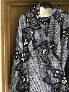 手縫い誂え品　総絞り染め 浴衣 紺色