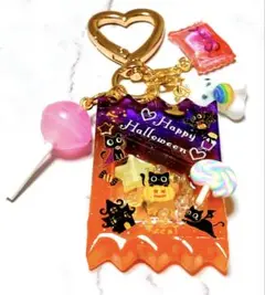 猫ハロウィン　お菓子シェイカー レジンキーホルダー