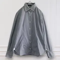 【イネド】INED ストライプシャツ 長袖 コットン100% 9 （M）のサムネイル