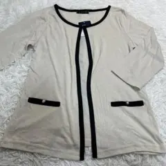 新品タグ付き 訳あり カーディガン バイカラー パイピング パール