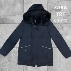 美品】ZARA TRF ネイビー ファー付きジャケット モッズコート