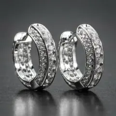 キュービックジルコニア 小ぶり フープピアス シルバー 高品質
