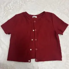 après jonnignon 赤 ボタン付き半袖カーディガン F