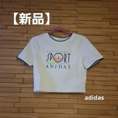 【新品】ADIDAS スポーツロゴ クロップドTシャツＬサイズ