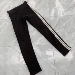 H&M キッズ レギンス 黒 サイドライン コットン混 134cm