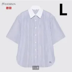 ユニクロ JWアンダーソン ストライプ リラックスシャツ(半袖) ブルーL 美品