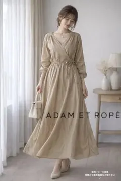 美品✨アダムエロペ カシュクールワンピース　Free シルク　コットン　春夏