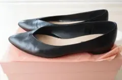 FABIO RUSCONI vカット　フラットパンプス ブラック　25cmのサムネイル