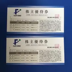 藤田観光の株主優待券２枚　宿泊、飲食、レジャー施設入場の割引券