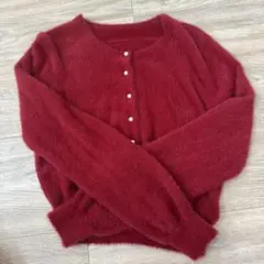 ラメフェザーニットカーディガン[kz443] レッド