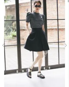 【完売】新品タグ付seventen ウールハイウェストフレアキュロットBLACK ウールハイウエストフレアキュロット(ブラック) - seventen