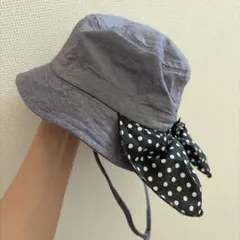 ドット柄 リボン（日除）付きハット 50cmのサムネイル