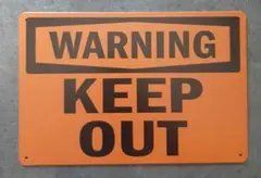 新品/レトロブリキ看板/アンティーク 警warning KEEP OUT立入禁止