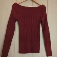 SNIDEL オフショルダー赤ニットセーター F