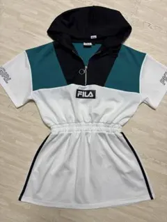 FILA フード付き Tシャツ Sサイズ ホワイト/ブラック/ターコイズ